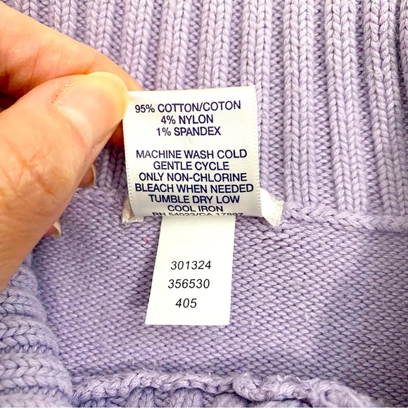 Old Navy Perfect Fit Purple & White Stripe Detail Envelope Button Sweater,Size S - Picture 10 of 11